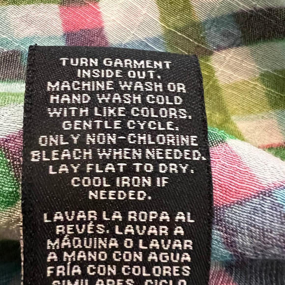 Zac & Rachel Blouse in Multicolored Plaid Ruffled Neckline Size L - Picture 6 of 6